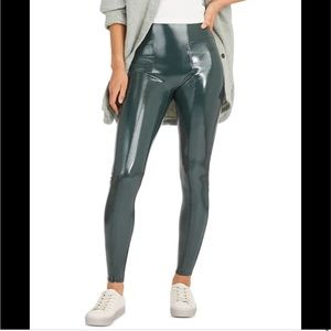 Spanx deep green patent leather leggings NWT*